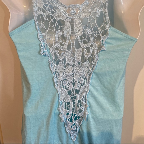 Sirens Light Blue Cowl Neck Lace Racerback Top Size Small - Picture 7 of 16